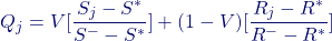 \[ Q_j = V[\frac{S_j - S^*}{S^- - S^*}] + (1-V)[\frac{R_j - R^*}{R^- - R^*}] \]