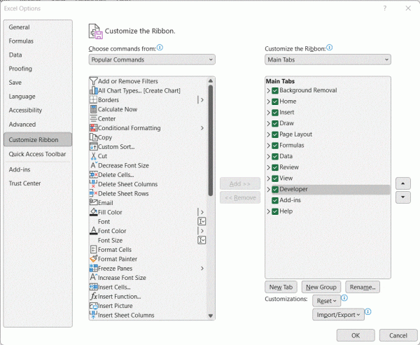 اضافه کردن تب Developer در نسخه 2010 به بالای اکسل