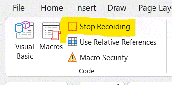 متوقف کردن ضبط ماکرو macro